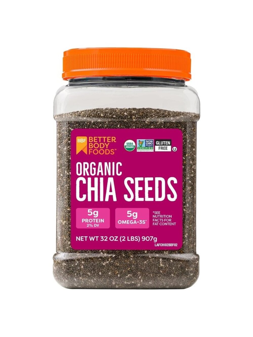 BetterBody Foods Organic Chia Seeds 32 Oz - Gluten-Free Non-GMO High In Omega-3